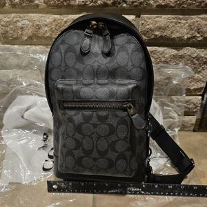 Coach Black Gunmetal Gray Signature Men's Backpack